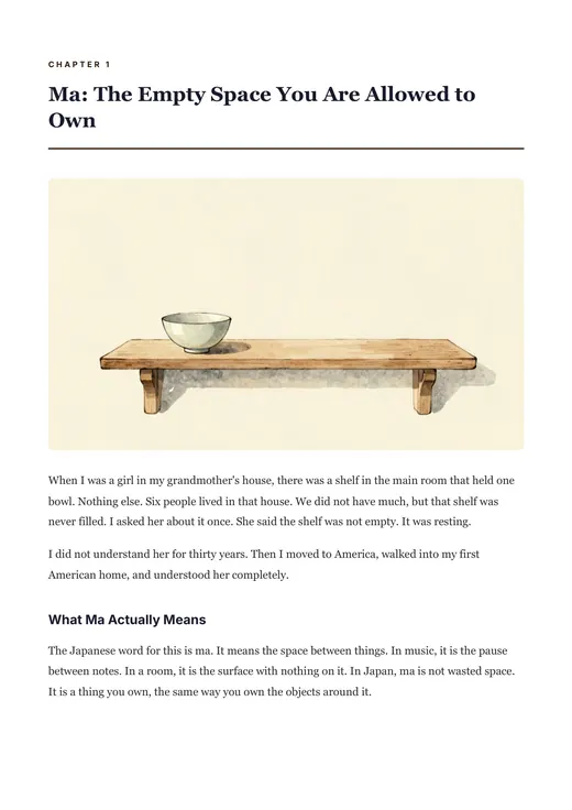 The first page of chapter one, Ma: The Empty Space You Are Allowed to Own